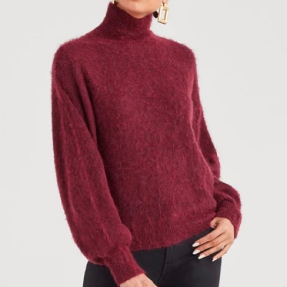 7 For All Mankind Mohair Wool Blend Balloon Sleeve Mock Neck Pullover Sw… - Picture 16 of 16